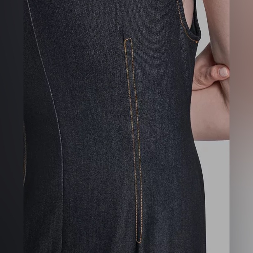 NEW BCBG Rhinestone Applique Sleeveless Dark Denim Dress size 4 NWT - Picture 6 of 15